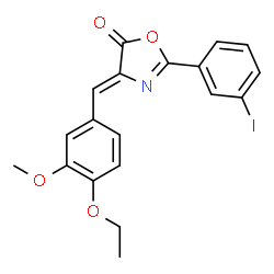 ChemSpider 2D Image | (4Z)-4-(4-Ethoxy-3-methoxybenzylidene)-2-(3-iodophenyl)-1,3-oxazol-5(4H)-one | C19H16INO4