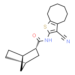 ChemSpider 2D Image | (1R,2R,4S)-N-(3-Cyano-4,5,6,7,8,9-hexahydrocycloocta[b]thiophen-2-yl)bicyclo[2.2.1]heptane-2-carboxamide | C19H24N2OS