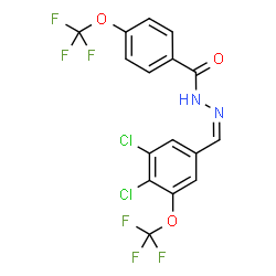 ChemSpider 2D Image | N'-{(Z)-[3,4-Dichloro-5-(trifluoromethoxy)phenyl]methylene}-4-(trifluoromethoxy)benzohydrazide | C16H8Cl2F6N2O3