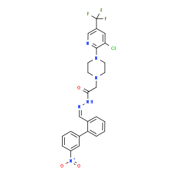ChemSpider 2D Image | 2-{4-[3-Chloro-5-(trifluoromethyl)-2-pyridinyl]-1-piperazinyl}-N'-[(Z)-(3'-nitro-2-biphenylyl)methylene]acetohydrazide | C25H22ClF3N6O3