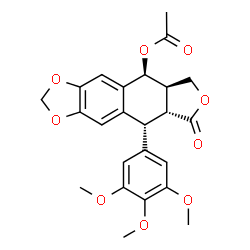 ChemSpider 2D Image | (5S,5aR,8aR,9R)-8-Oxo-9-(3,4,5-trimethoxyphenyl)-5,5a,6,8,8a,9-hexahydrofuro[3',4':6,7]naphtho[2,3-d][1,3]dioxol-5-yl acetate | C24H24O9