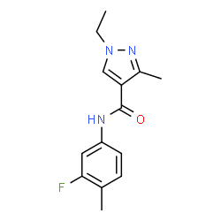 ChemSpider 2D Image | 1-Ethyl-N-(3-fluoro-4-methylphenyl)-3-methyl-1H-pyrazole-4-carboxamide | C14H16FN3O