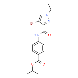 ChemSpider 2D Image | Isopropyl 4-{[(4-bromo-1-ethyl-1H-pyrazol-3-yl)carbonyl]amino}benzoate | C16H18BrN3O3