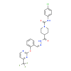 ChemSpider 2D Image | N-(4-Chlorophenyl)-4-{[(2Z)-2-(2-{[4-(trifluoromethyl)-2-pyrimidinyl]oxy}benzylidene)hydrazino]carbonyl}-1-piperidinecarboxamide | C25H22ClF3N6O3