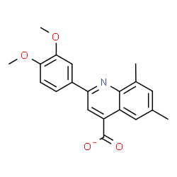 ChemSpider 2D Image | 2-(3,4-Dimethoxyphenyl)-6,8-dimethyl-4-quinolinecarboxylate | C20H18NO4