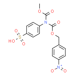 ChemSpider 2D Image | 4-[(Methoxycarbonyl){[(4-nitrobenzyl)oxy]carbonyl}amino]benzenesulfonic acid | C16H14N2O9S