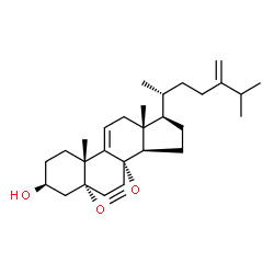 ChemSpider 2D Image | (1S,2R,5R,6R,10R,13S,15S)-6,10-Dimethyl-5-[(2R)-6-methyl-5-methylene-2-heptanyl]-16,17-dioxapentacyclo[13.2.2.0~1,9~.0~2,6~.0~10,15~]nonadeca-8,18-dien-13-ol | C28H42O3