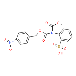ChemSpider 2D Image | 2-[(Methoxycarbonyl){[(4-nitrobenzyl)oxy]carbonyl}amino]benzenesulfonic acid | C16H14N2O9S