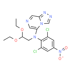 ChemSpider 2D Image | N-(2,6-Dichloro-4-nitrophenyl)-N-(2,2-diethoxyethyl)[1,2,4]triazolo[4,3-a]pyrazin-5-amine | C17H18Cl2N6O4