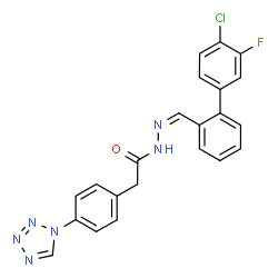 ChemSpider 2D Image | N'-[(Z)-(4'-Chloro-3'-fluoro-2-biphenylyl)methylene]-2-[4-(1H-tetrazol-1-yl)phenyl]acetohydrazide | C22H16ClFN6O