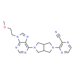 ChemSpider 2D Image | 3-{5-[9-(2-Methoxyethyl)-9H-purin-6-yl]hexahydropyrrolo[3,4-c]pyrrol-2(1H)-yl}-2-pyrazinecarbonitrile | C19H21N9O