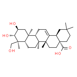 ChemSpider 2D Image | (2beta,3alpha,5beta,8alpha,9beta,10alpha,14beta,17alpha,18alpha)-2,3,24-Trihydroxyolean-12-en-28-oic acid | C30H48O5