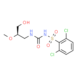 ChemSpider 2D Image | 2,6-Dichloro-N-{[(2R)-3-hydroxy-2-methoxypropyl]carbamoyl}benzenesulfonamide | C11H14Cl2N2O5S