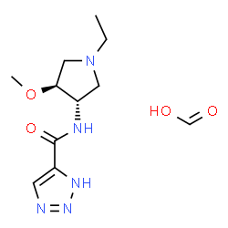 ChemSpider 2D Image | Formic acid - N-[(3S,4S)-1-ethyl-4-methoxy-3-pyrrolidinyl]-1H-1,2,3-triazole-5-carboxamide (1:1) | C11H19N5O4