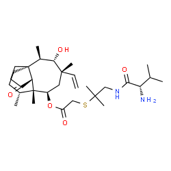 ChemSpider 2D Image | (1S,2R,3S,4S,6R,7R,8R,14R)-3-Hydroxy-2,4,7,14-tetramethyl-9-oxo-4-vinyltricyclo[5.4.3.0~1,8~]tetradec-6-yl {[2-methyl-1-(L-valylamino)-2-propanyl]sulfanyl}acetate | C31H52N2O5S