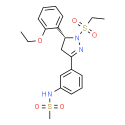 ChemSpider 2D Image | N-{3-[(5R)-5-(2-Ethoxyphenyl)-1-(ethylsulfonyl)-4,5-dihydro-1H-pyrazol-3-yl]phenyl}methanesulfonamide | C20H25N3O5S2