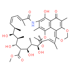 ChemSpider 2D Image | Methyl (7E,9Z,11R,12S,13R,14R,15R,16R,17R,18R,19R)-2-acetoxy-12,14,16,18,31-pentahydroxy-3,7,11,13,17,19,21,27-octamethyl-6,28-dioxo-23,25-dioxa-5-azatetracyclo[20.7.1.1~4,29~.0~26,30~]hentriaconta-1,
3,7,9,20,22(30),26,29(31)-octaene-15-carboxylate | C40H51NO13