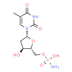ChemSpider 2D Image | 5'-O-(P,P-Dihydroxyphosphorimidoyl)thymidine | C10H16N3O7P