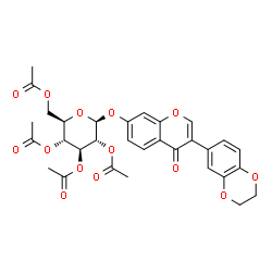 ChemSpider 2D Image | 3-(2,3-Dihydro-1,4-benzodioxin-6-yl)-4-oxo-4H-chromen-7-yl 2,3,4,6-tetra-O-acetyl-beta-D-glucopyranoside | C31H30O14