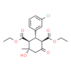 ChemSpider 2D Image | diethyl (1R,2S,3S,4S)-2-(3-chlorophenyl)-4-hydroxy-4-methyl-6-oxo-cyclohexane-1,3-dicarboxylate | C19H23ClO6