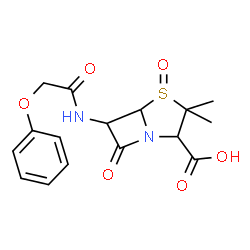 ChemSpider 2D Image | 3,3-Dimethyl-7-oxo-6-[(phenoxyacetyl)amino]-4-thia-1-azabicyclo[3.2.0]heptane-2-carboxylic acid 4-oxide | C16H18N2O6S