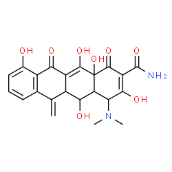 ChemSpider 2D Image | 4-(Dimethylamino)-3,5,10,12,12a-pentahydroxy-6-methylene-1,11-dioxo-1,4,4a,5,5a,6,11,12a-octahydro-2-tetracenecarboxamide | C22H22N2O8