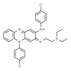 ChemSpider 2D Image | (3Z)-N,5-Bis(4-chlorophenyl)-3-{[2-(diethylamino)ethyl]imino}-3,5-dihydro-2-phenazinamine | C30H29Cl2N5
