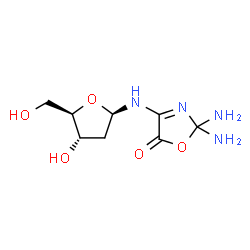 ChemSpider 2D Image | 2-Deoxy-N-(2,2-diamino-5-oxo-2,5-dihydro-1,3-oxazol-4-yl)-beta-D-erythro-pentofuranosylamine | C8H14N4O5