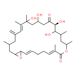 ChemSpider 2D Image | (2E,6E,14S,20E)-13,14,17,19-Tetrahydroxy-7,10,12,19,20,24-hexamethyl-22-methylene-9,27-dioxabicyclo[24.1.0]heptacosa-2,6,20-triene-8,15-dione | C32H50O8