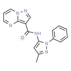 ChemSpider 2D Image | N-(3-Methyl-1-phenyl-1H-pyrazol-5-yl)pyrazolo[1,5-a]pyrimidine-3-carboxamide | C17H14N6O
