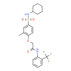 ChemSpider 2D Image | 2-[4-(Cyclohexylsulfamoyl)-2-methylphenoxy]-N-[2-(trifluoromethyl)phenyl]acetamide | C22H25F3N2O4S