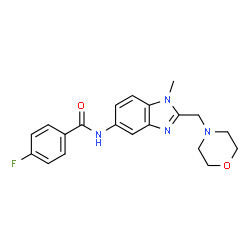ChemSpider 2D Image | 4-Fluoro-N-[1-methyl-2-(4-morpholinylmethyl)-1H-benzimidazol-5-yl]benzamide | C20H21FN4O2