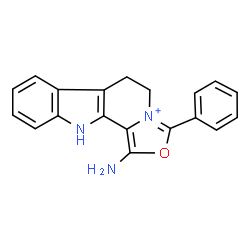 ChemSpider 2D Image | 1-Amino-3-phenyl-6,11-dihydro-5H-[1,3]oxazolo[3',4':1,2]pyrido[3,4-b]indol-4-ium | C19H16N3O