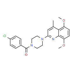ChemSpider 2D Image | (4-Chlorophenyl)[4-(5,8-dimethoxy-4-methyl-2-quinolinyl)-1-piperazinyl]methanone | C23H24ClN3O3