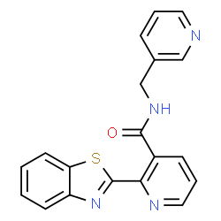 ChemSpider 2D Image | 2-(1,3-Benzothiazol-2-yl)-N-(3-pyridinylmethyl)nicotinamide | C19H14N4OS