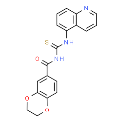 ChemSpider 2D Image | N-(5-Quinolinylcarbamothioyl)-2,3-dihydro-1,4-benzodioxine-6-carboxamide | C19H15N3O3S