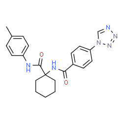 ChemSpider 2D Image | N-{1-[(4-Methylphenyl)carbamoyl]cyclohexyl}-4-(1H-tetrazol-1-yl)benzamide | C22H24N6O2