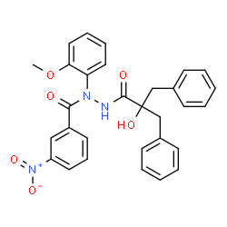 ChemSpider 2D Image | N'-(2-Benzyl-2-hydroxy-3-phenylpropanoyl)-N-(2-methoxyphenyl)-3-nitrobenzohydrazide | C30H27N3O6