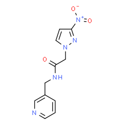 ChemSpider 2D Image | 2-(3-Nitro-1H-pyrazol-1-yl)-N-(3-pyridinylmethyl)acetamide | C11H11N5O3