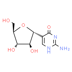 ChemSpider 2D Image | (1R)-1-(2-Amino-4-oxo-1,4-dihydro-5-pyrimidinyl)-1,4-anhydro-D-arabinitol | C9H13N3O5