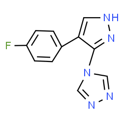ChemSpider 2D Image | 4-[4-(4-Fluorophenyl)-1H-pyrazol-3-yl]-4H-1,2,4-triazole | C11H8FN5