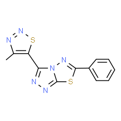 ChemSpider 2D Image | 3-(4-Methyl-1,2,3-thiadiazol-5-yl)-6-phenyl[1,2,4]triazolo[3,4-b][1,3,4]thiadiazole | C12H8N6S2