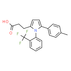 ChemSpider 2D Image | 3-{5-(4-Methylphenyl)-1-[2-(trifluoromethyl)phenyl]-1H-pyrrol-2-yl}propanoic acid | C21H18F3NO2