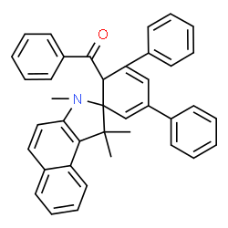 ChemSpider 2D Image | Phenyl(1,1,3-trimethyl-3',5'-diphenyl-1,3-dihydrospiro[benzo[e]indole-2,1'-cyclohexa[2,4]dien]-6'-yl)methanone | C39H33NO