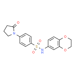 ChemSpider 2D Image | N-(2,3-Dihydro-1,4-benzodioxin-6-yl)-4-(2-oxo-1-pyrrolidinyl)benzenesulfonamide | C18H18N2O5S
