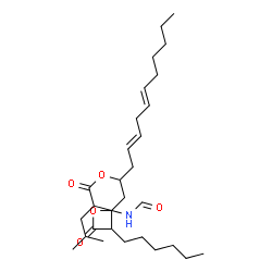 ChemSpider 2D Image | (4E,7E)-1-(3-Hexyl-4-oxo-2-oxetanyl)-4,7-tridecadien-2-yl N-formylleucinate | C29H49NO5