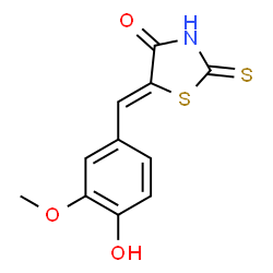 ChemSpider 2D Image | 5-(4-Hydroxy-3-methoxy-benzylidene)-2-thioxo-thiazolidin-4-one | C11H9NO3S2