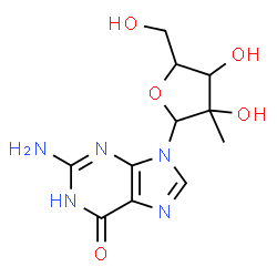ChemSpider 2D Image | 2-Amino-9-(2-C-methylpentofuranosyl)-1,9-dihydro-6H-purin-6-one | C11H15N5O5