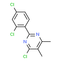 ChemSpider 2D Image | 4-Chloro-2-(2,4-dichlorophenyl)-5,6-dimethylpyrimidine | C12H9Cl3N2