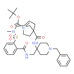 ChemSpider 2D Image | 2-Methyl-2-propanyl (4'E)-1-benzyl-2'-methyl-8',13'-dioxo-3',6',8',9',12',13'-hexahydro-1''H,2'H,11'H-dispiro[piperidine-4,10'-[1,2,9,12]benzothiatriazacyclopentadecine-7',3''-pyrrolidine]-1''-carboxy
late 1',1'-dioxide | C35H47N5O6S
